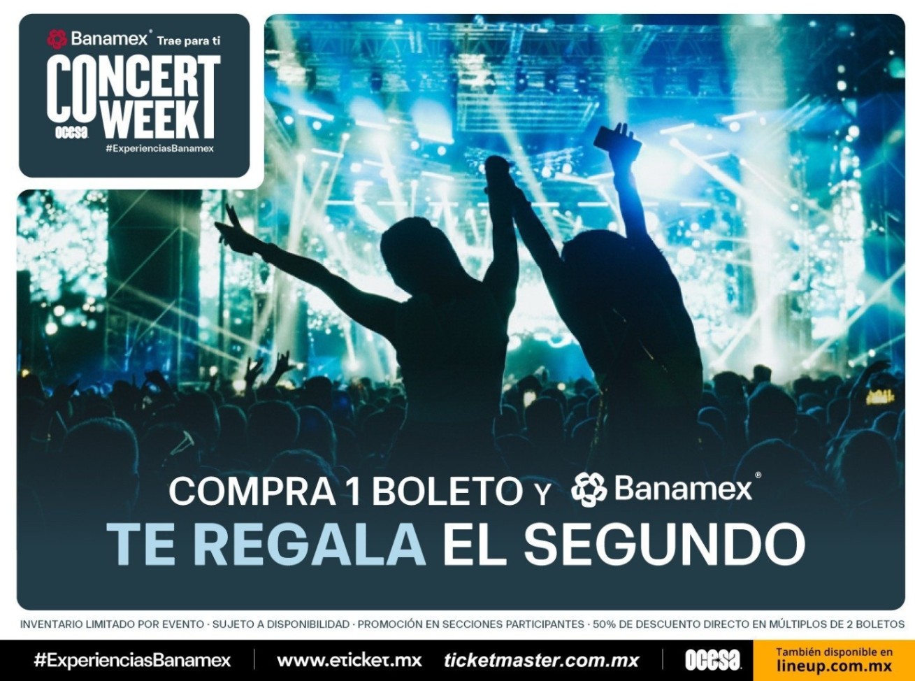 OCESA, Ticketmaster y Banamex lanzan la edición más grande de Concert Week con más de 150 conciertos al 2x1