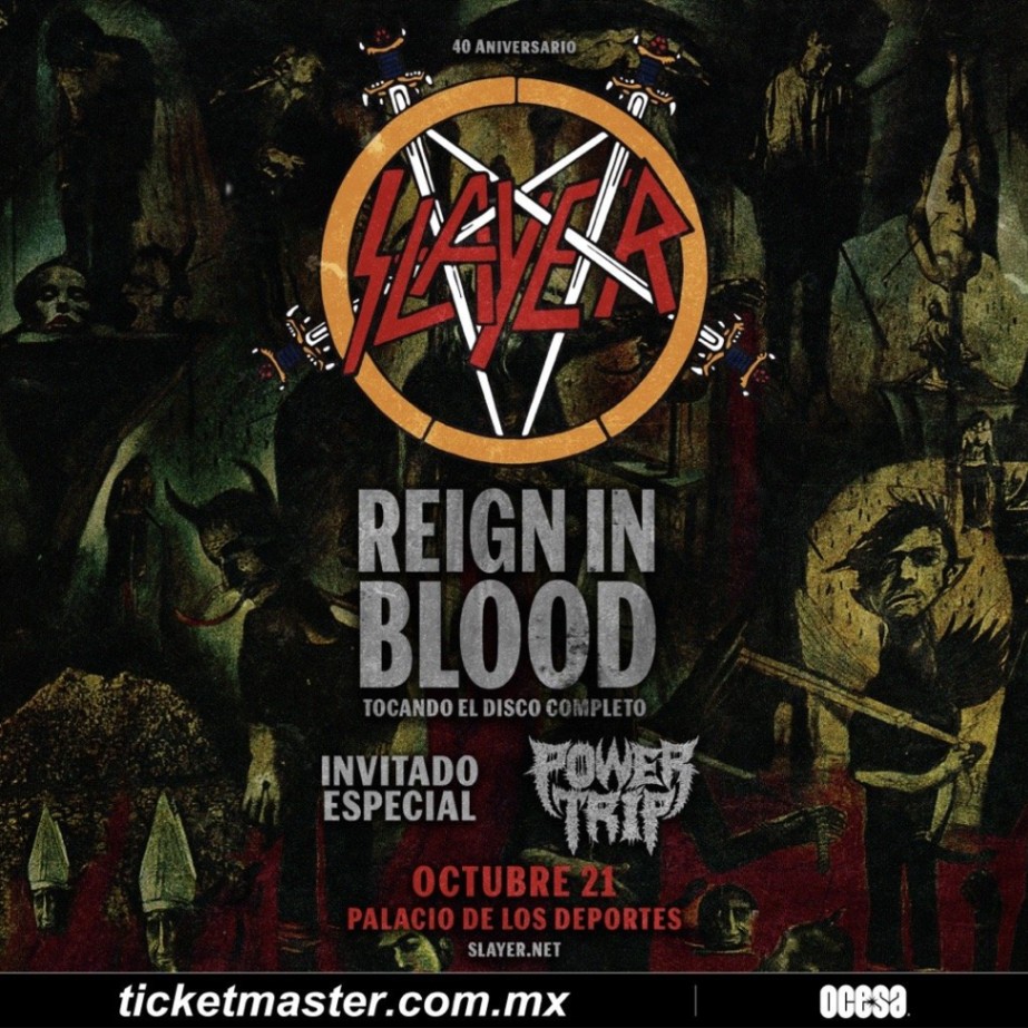 Flyer para Slayer 40 años de Reign In Blood